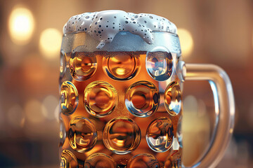 Wall Mural - Generative ai on theme of foamy German beer in large glass mug for celebration holiday Oktoberfest