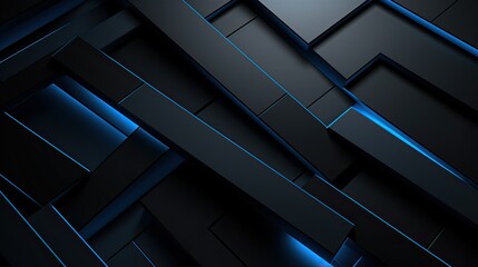 Poster - 3d black and blue geometric background