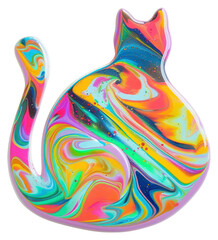 Poster - Acrylic pouring paint cat vase art white background.