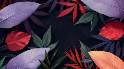 Poster - Abstract background of colorful nature scenes with vibrant floral patterns highlighting colorful leaves that exhibit a variety of shades creating a stunning and lively visual impact Illustration,