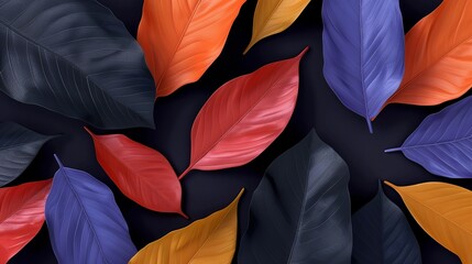 Poster - Abstract background of colorful nature scenes with vibrant floral patterns highlighting colorful leaves that exhibit a variety of shades creating a stunning and lively visual impact Illustration,