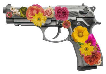 Canvas Print - PNG Flower gun handgun weapon.