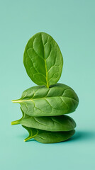 Poster - stack of spinach leaf isolated on gradient background 