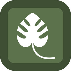 Canvas Print - Monstera Glyph Green Box Icon