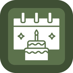 Sticker - Birthday Glyph Green Box Icon