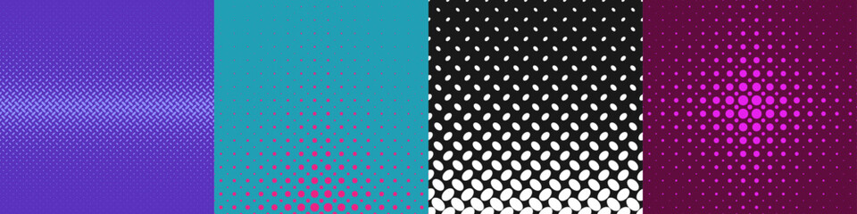 Poster - Abstract geometric halftone pattern set