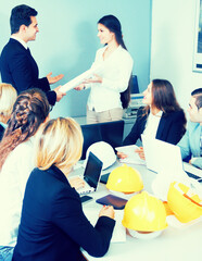 Wall Mural - Business handshake at negotiations in office