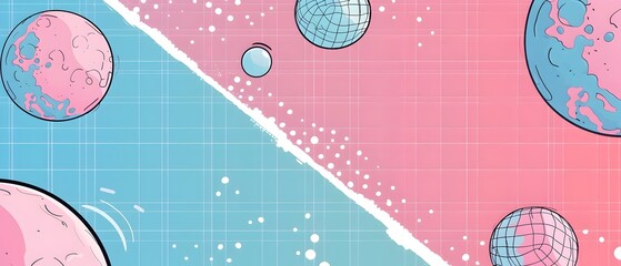 Sticker - Vibrant Pop Art Style Poster Banner with Pastel Retro Grid Design for Mockup or Background