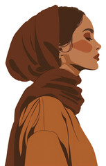 Sticker - PNG Muslim woman portrait adult brown.