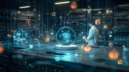 Poster - doctor scientist working in modern hi-tech laboratory with innovation research, 