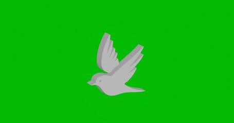 Poster - animation of rotation of a white bird symbol with shadow. simple and complex rotation. seamless loop