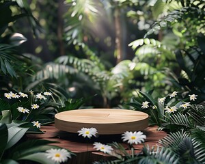 Leinwandbilder - Wooden Platform in Lush Rainforest