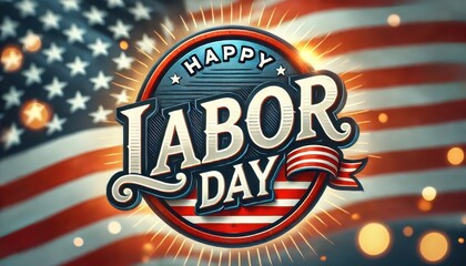 Wall Mural - Happy Labor day. Holiday celebration. Text and US flag