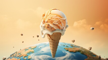 an ice cream cone on a planet