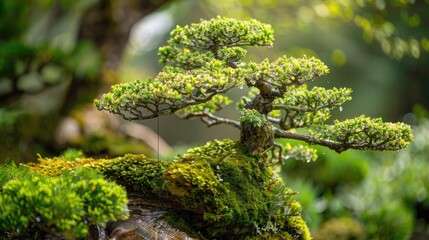 Canvas Print - Mossy Tree in Garden as Background