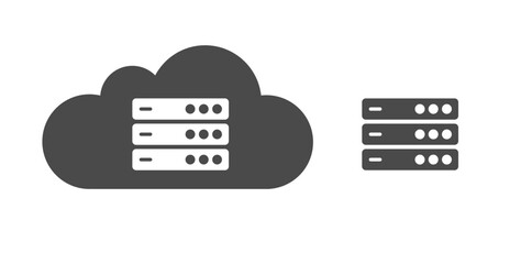 Poster - Server cloud computing icon vector graphic illustration, internet network data hardware connection web symbol pictogram black white image clip art