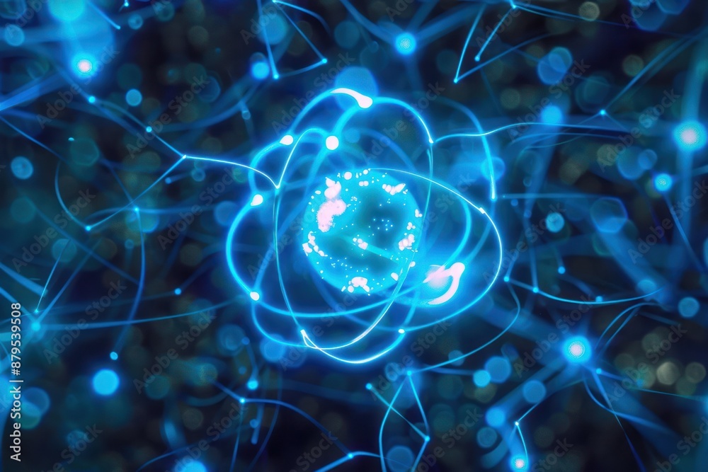 scientific background with an electric field, glowing power traces of ...