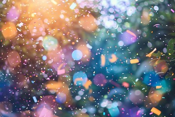 Aufkleber - Celebration Background with Confetti and Bokeh Lights