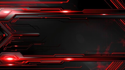 Wall Mural - Abstract digital image of red circuits and gears on a dark background. digital art design of abstract background with red and black. Technology and cyberpunk concept for wallpaper and print. AIG53F.