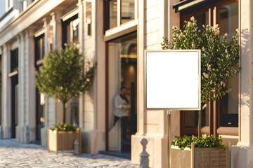 Wall Mural - Boutique square signage mockup in down town