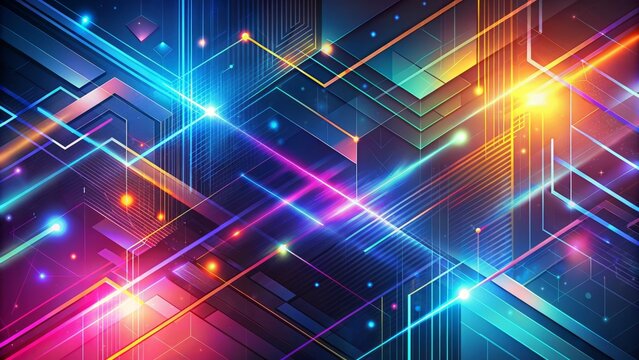 Modern futuristic background with vibrant digital lines and geometric shapes providing ample space for text or branding elements.