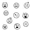 © Renee - Black outlines of emoticons with negative emotions of fear, anger, depression, despondency. Vector set of sketches with icons of psychological states