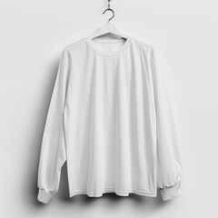 Wall Mural - White Blank Long Sleeve T-Shirt With Hanger