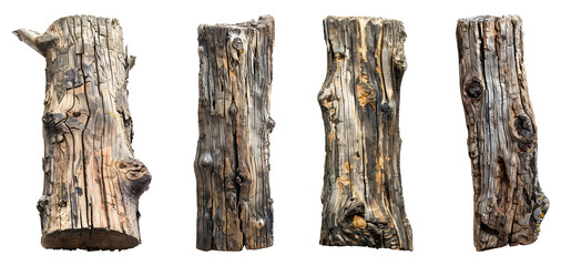 Wooden tree log trunk stump wood on transparent background