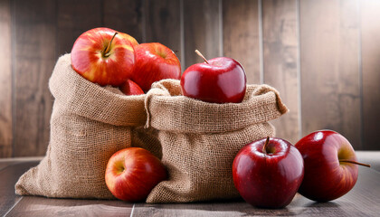 Wall Mural - Apples in a hessian sack