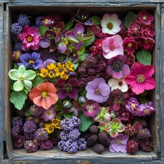 Wall Mural - A Box Full of Colorful Flowers