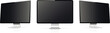 © fad82 - Three monitor with empty black display, realistic set device screen mockup