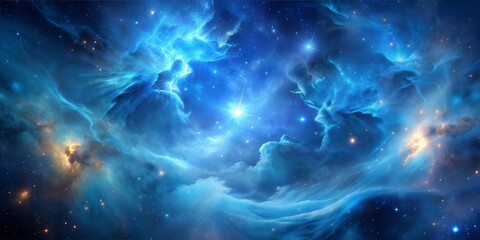 Wall Mural - blue cosmic nebula with shining stars