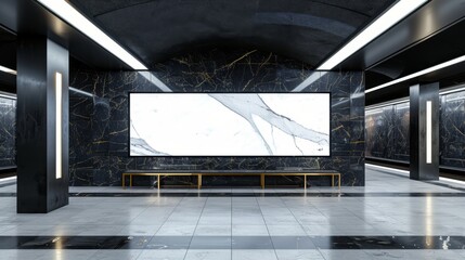 Poster - white marble mock up clean billboard