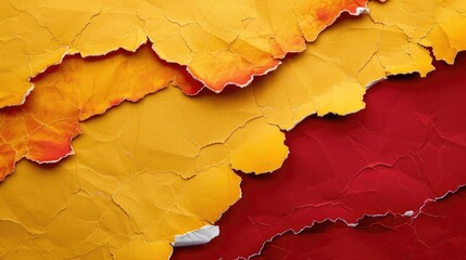 Canvas Print - Abstract background with torn red and yellow paper