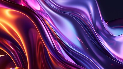 Poster - 3D rendered abstract light emitter glass with holographic neon gradient wave texture. Great for banner backgrounds, wallpaper, headers, posters and covers.