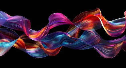 Poster - Computer generated geometric art of twisted wavy shapes in motion.