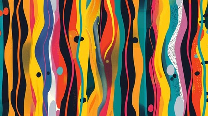 Poster - A bold, vibrant striped pattern with dynamic designs adds energy and style, making a striking statement.