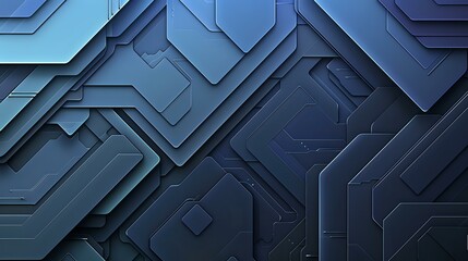 Poster - Abstract geometric background with layered blue shapes, ideal for technology presentations, modern designs, and digital artwork. Sleek, contemporary feel.