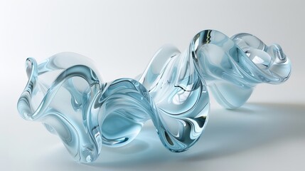 Poster - Wave-shaped 3D glass. Illustration of 3D rendering.