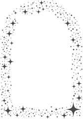 Wall Mural - magic stars element with sparks and celestial frame. shape with glitter. bohemian mystic arch with g