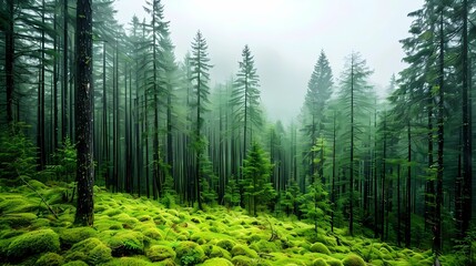 Canvas Print - green forest in the morning