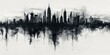 © Da - Abstract City Skyline Wallpaper: Minimalist Futuristic Urban Landscape with Ink Wash Art, Perfect for Mobile and Computer Backgrounds, Featuring Beautiful Buildings in High-Resolution AI-Generated Abs