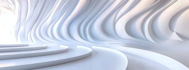 Wall Mural - White circular building with abstract architecture background. 3D rendering