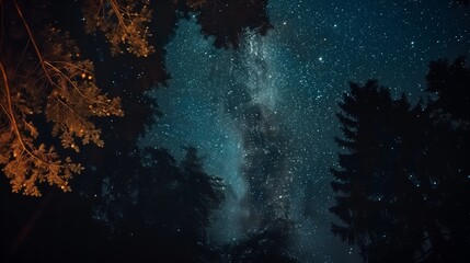 Wall Mural - a starry night sky adorned with vibrant stars twinkles brilliantly, creating a mesmerizing spectacle