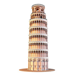 illustration of leaning Pisa Tower, Isolated on transparent PNG background, Generative ai