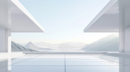 Canvas Print - Minimalist modern architecture and flooring by the seaside