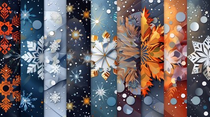 Poster - Snowflake patterns add winter elegance and intricate beauty to holiday cards and seasonal marketing.