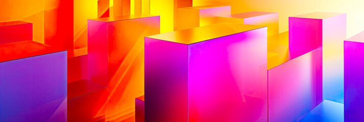 3d geometrische Elemente in pink, blau und orange