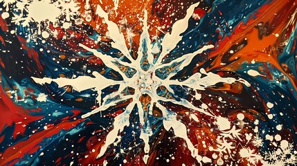 Poster - Snowflake-themed artwork with bold designs, intricate patterns, and vibrant colors capturing their unique beauty.