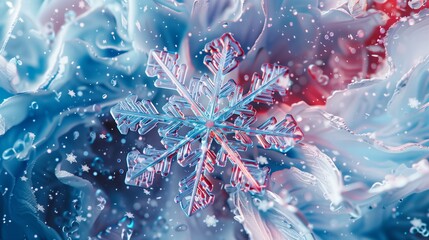 Poster - Snowflake-themed artwork with bold designs and vibrant colors captivates with intricate, dazzling patterns.